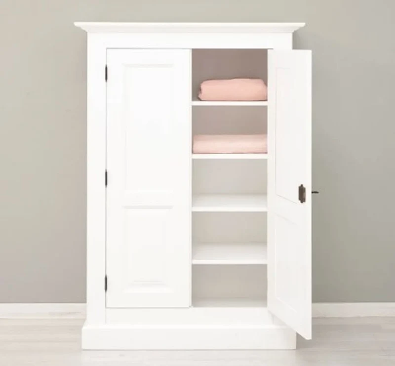 Casa Padrino Kleiderschrank im Landhausstil Weiß mit 2 Türen, 98 x 40 x 140 cm