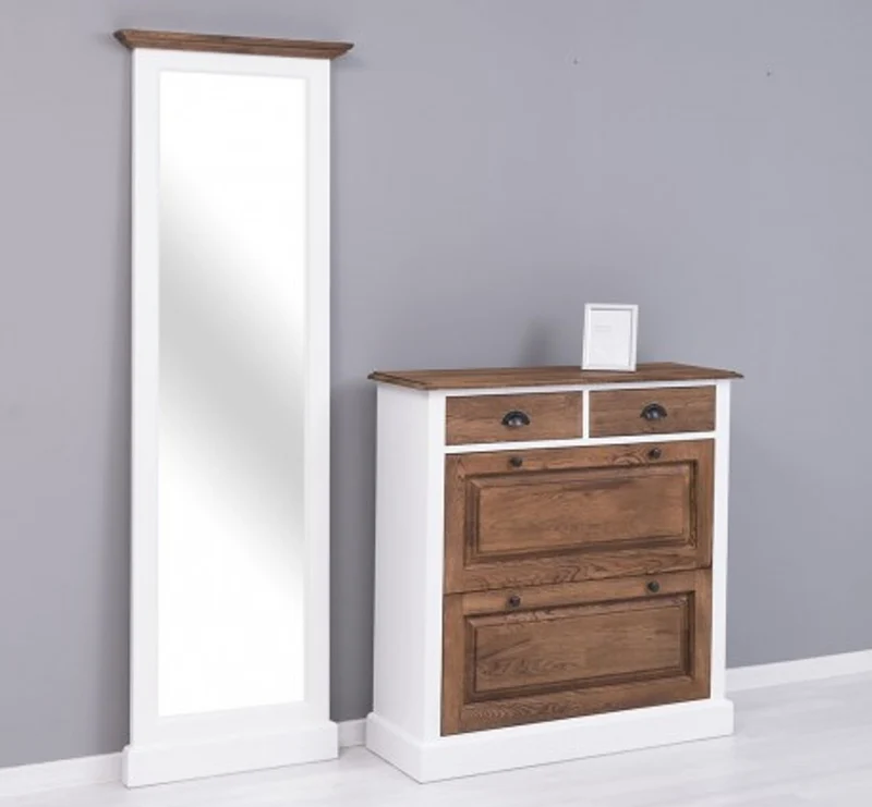 Casa Padrino Schuhschrank im Landhausstil mit 2 Türen und 2 Schubladen, 103 x 35 x 195 cm