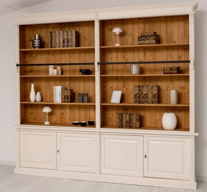 Casa Padrino Bücherregal im Landhausstil mit Leiter, 290 x 40 x 257 cm