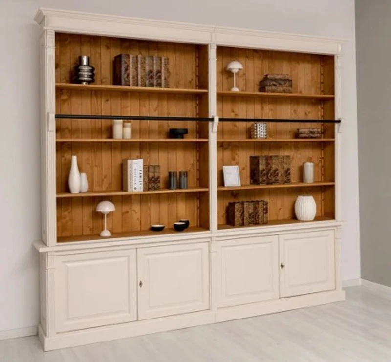 Casa Padrino Bücherregal im Landhausstil mit Leiter, 290 x 40 x 257 cm