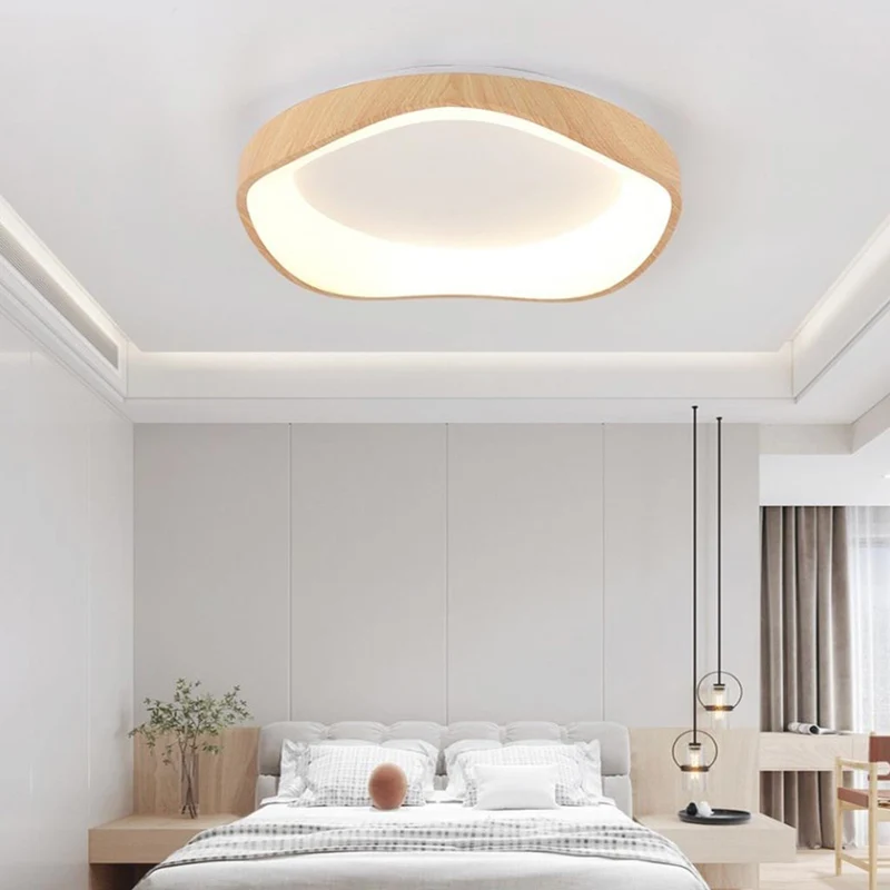 Plafondlamp Dimbaar met Afstandsbediening Houtlook IJzer Acryl Modern Scandinavisch Slaapkamer Woonkamer | Sansoti