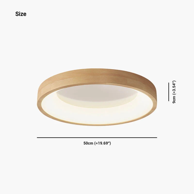 Ronde Houten Plafondlamp Natuurtint LED Dimbaar met Afstandsbediening Scandinavisch Design voor Woonkamer | Sansoti