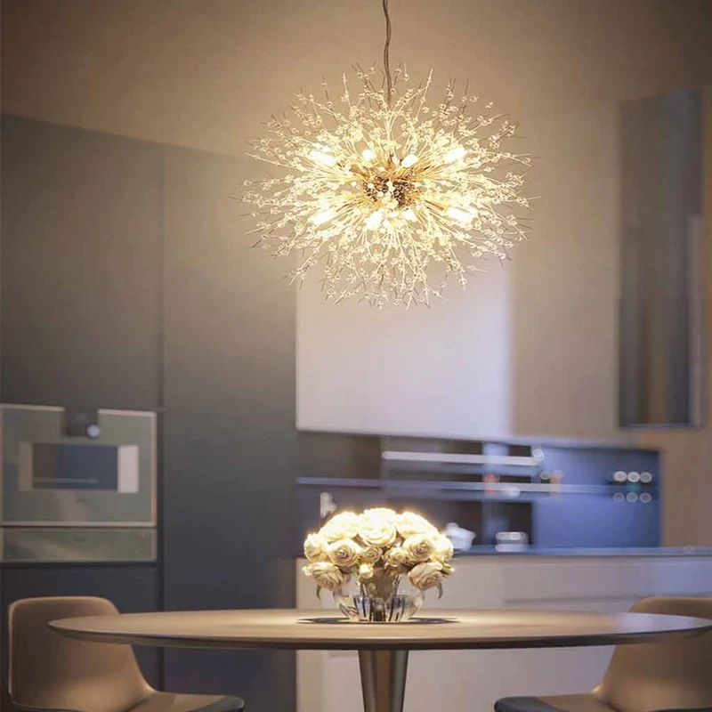 Kristallen Kroonluchter Metaal Glas Paardenbloem Design 8-16 Lichtpunten Goud Zilver Woonkamer Eetkamer Hal | Sansoti