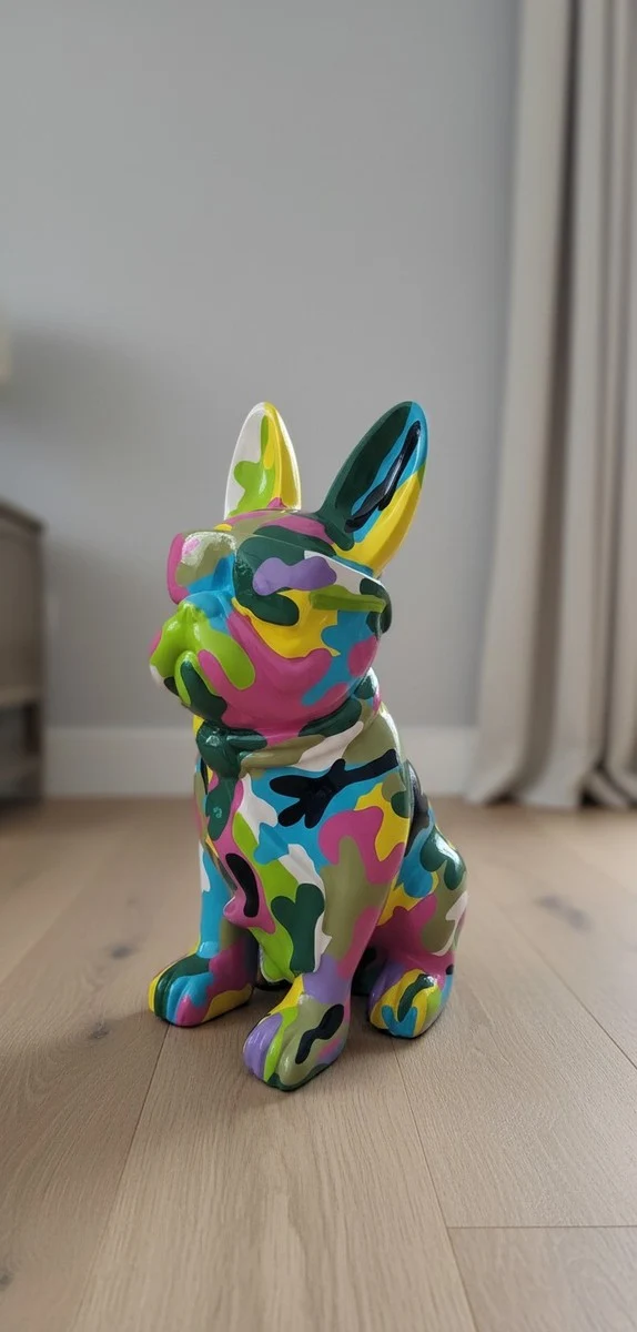 Casa Padrino Luxus Deko Skulptur Hund Bulldogge Armee Krawatte H. 80 cm - Deko Skulptur - Deko Figur - Tierfigur - Gartendeko