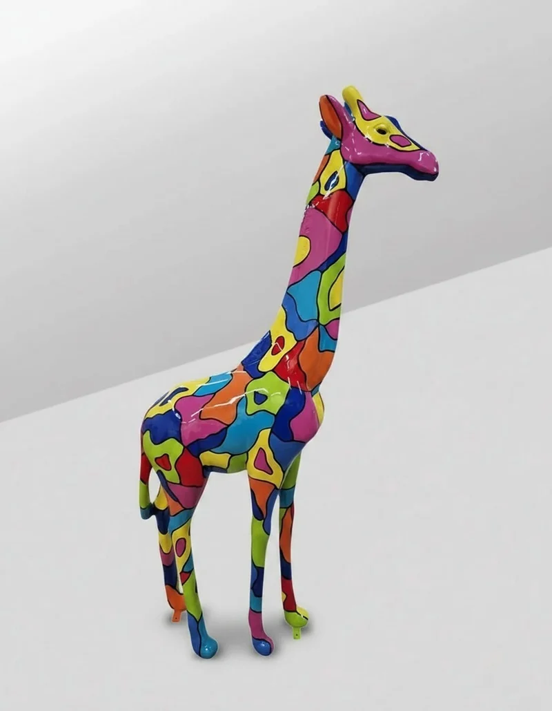 Casa Padrino Luxus Deko Skulptur Giraffe Mosaik H. 210 cm - Riesige Gartenskulptur - Lebensgroße Skulptur - XXL Deko Skulptur - XXL Deko Figur