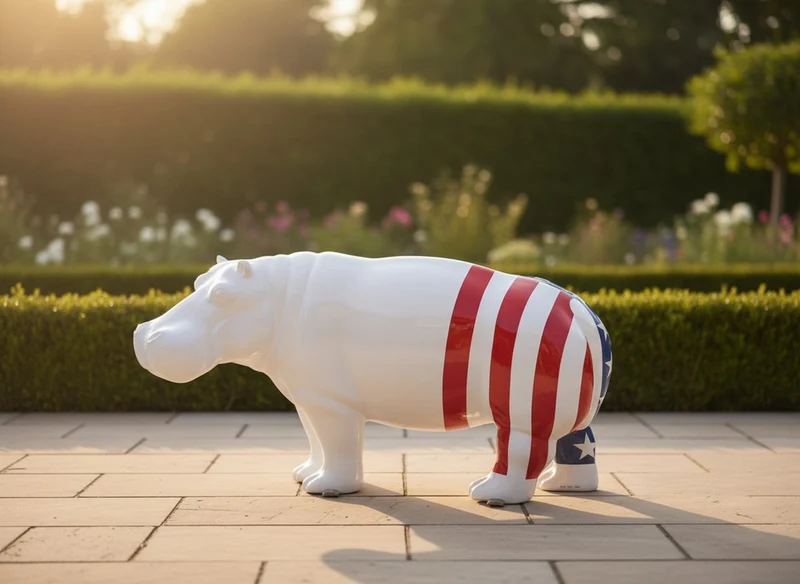 Casa Padrino Luxus Deko Skulptur Nilpferd USA H. 45 cm - Deko Skulptur - Deko Figur - Tierfigur - Gartendeko