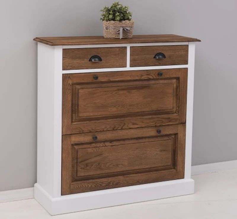 Casa Padrino Schuhschrank im Landhausstil mit 2 Türen und 2 Schubladen, 103 x 35 x 105 cm