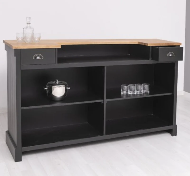 Casa Padrino Theke im Landhausstil mit Eichenholzplatte, 180 x 51 x 107 cm