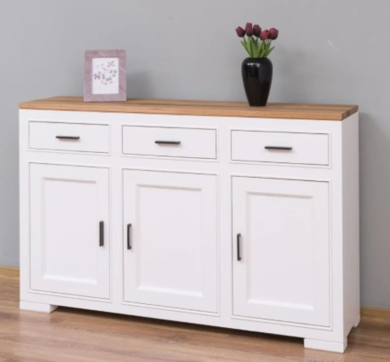 Casa Padrino Sideboard im Landhausstil mit 3 Türen, 3 Schubladen und Eichenholzplatte, 140 x 35 x 90 cm