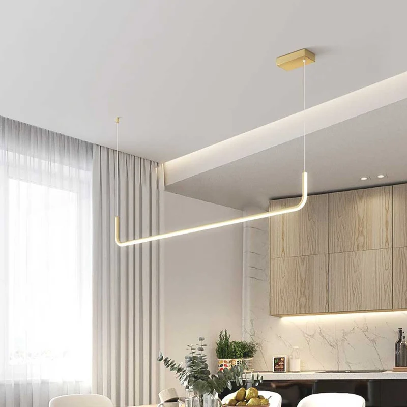 Lineaire LED Hanglamp Metaal Goud Zwart Dimbaar Verstelbaar 3 Lichtkleur Modern Plafondlamp Eetkamer | Sansoti