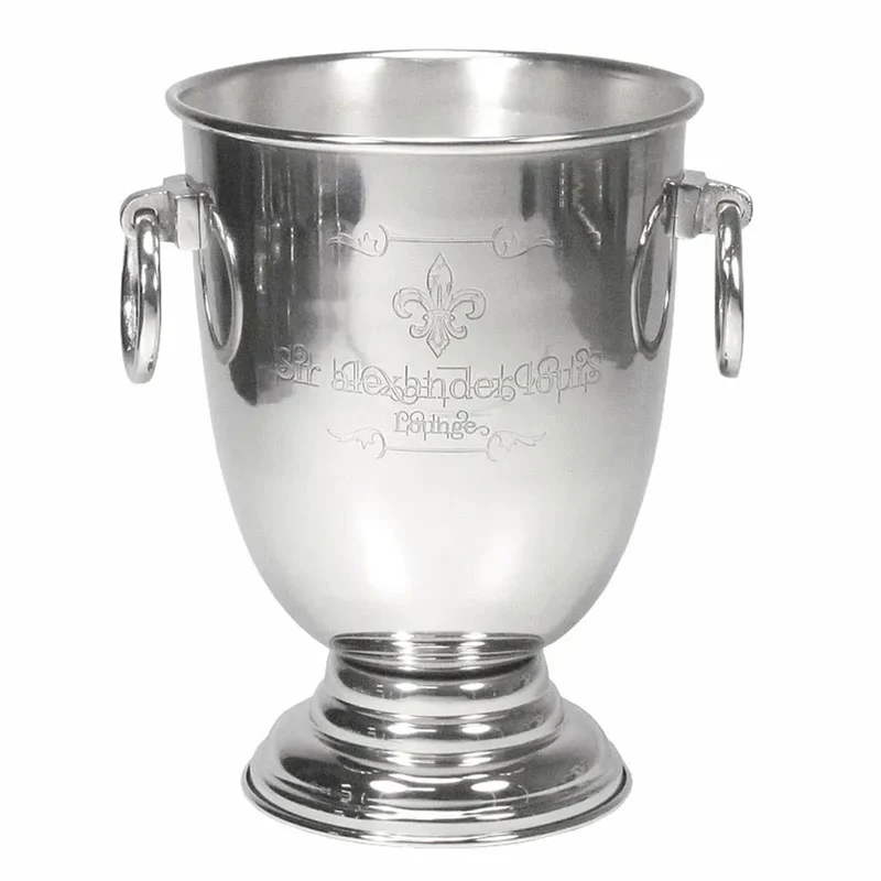 Casa Padrino Luxus Sektkühler Silber 29 x 24 x H. 33 cm - Weinkühler auf Fuß mit Gravur