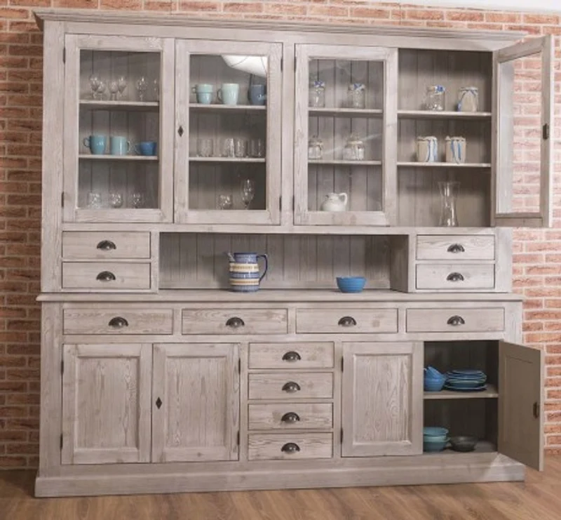 Casa Padrino Sideboard im Landhausstil mit 4 Glastüren und 8 Schubladen, 245 x 47 x 225 cm