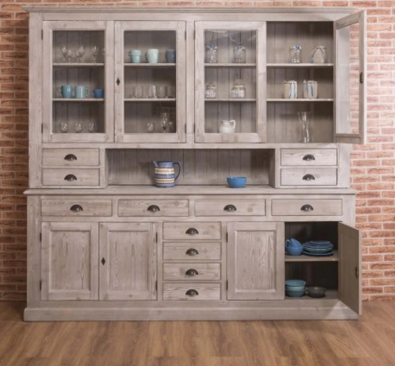 Casa Padrino Sideboard im Landhausstil mit 4 Glastüren und 8 Schubladen, 245 x 47 x 225 cm
