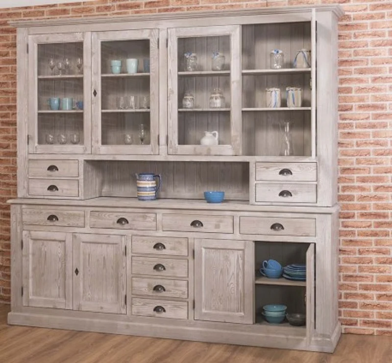 Casa Padrino Sideboard im Landhausstil mit 4 Glastüren und 8 Schubladen, 245 x 47 x 225 cm