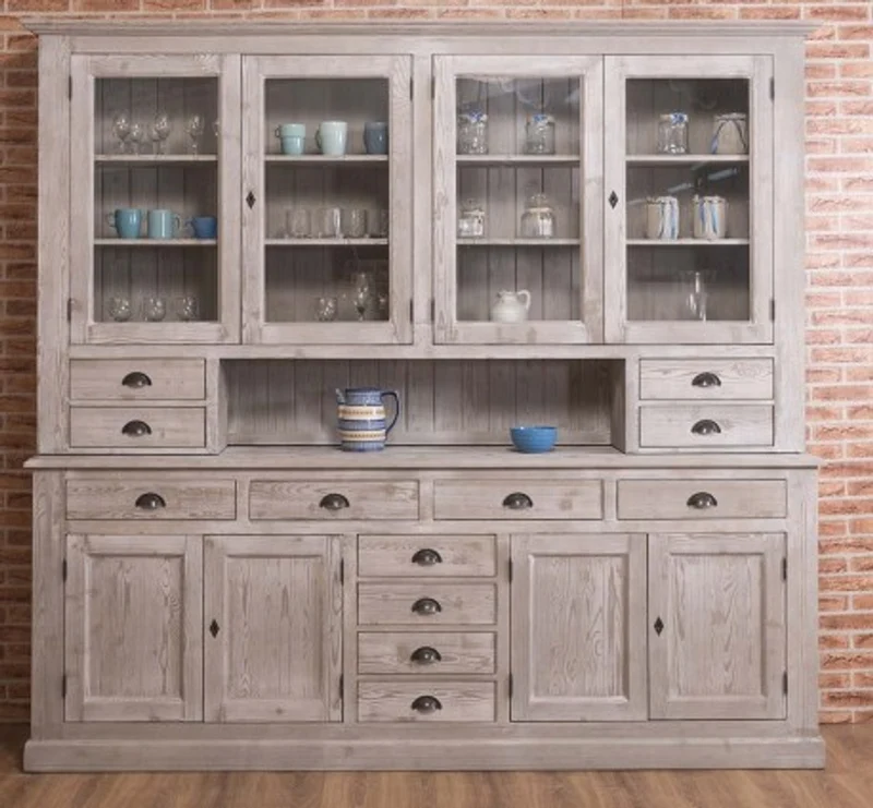 Casa Padrino Sideboard im Landhausstil mit 4 Glastüren und 8 Schubladen, 245 x 47 x 225 cm