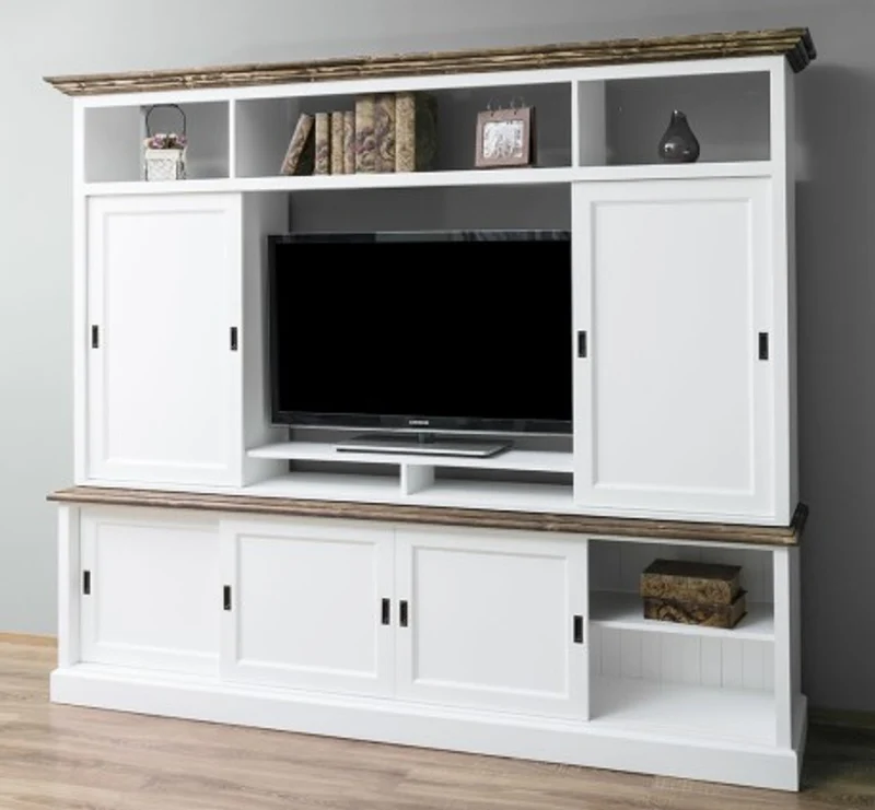 Casa Padrino TV Schrank im Landhausstil mit 6 Schiebetüren, 254 x 46 x 210 cm