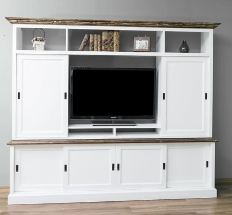 Casa Padrino TV Schrank im Landhausstil mit 6 Schiebetüren, 254 x 46 x 210 cm