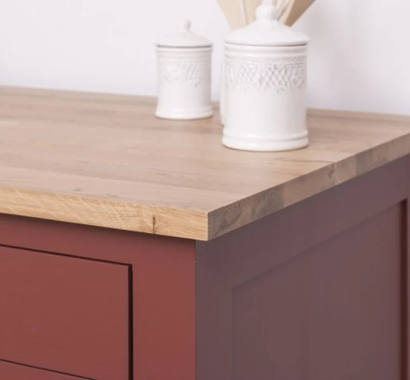 Casa Padrino Küchenschrank im Landhausstil mit 2 Türen, 2 Schubladen und Eichenholzplatte, 120 x 65 x 90 cm