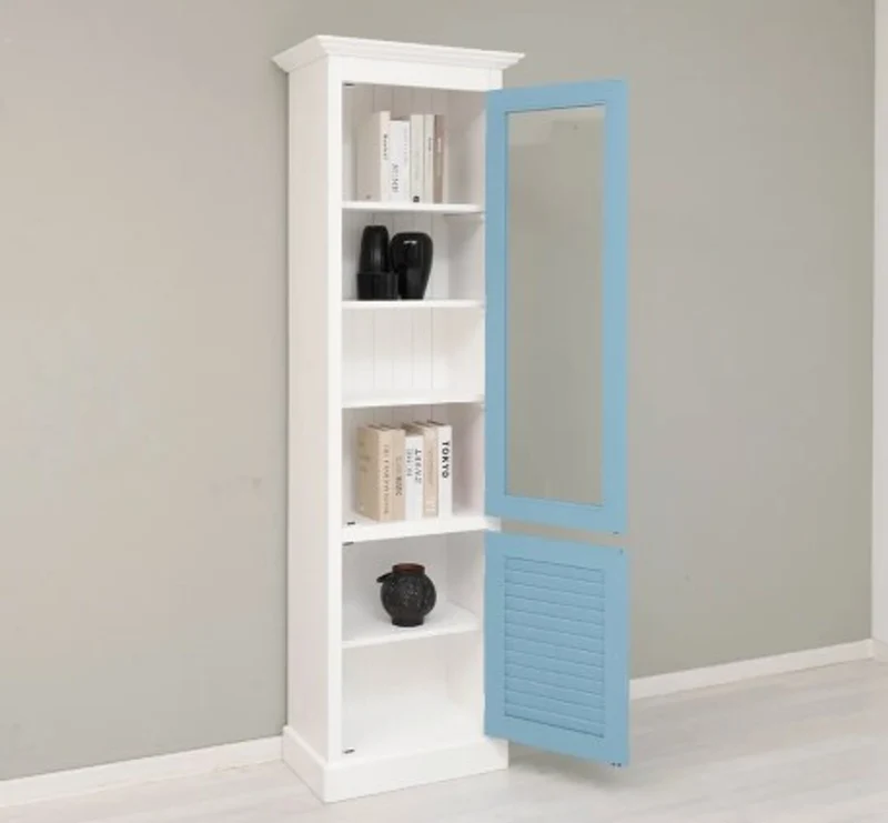 Casa Padrino Vitrine im Landhausstil mit 1 Glastür, 64 x 39 x 210 cm