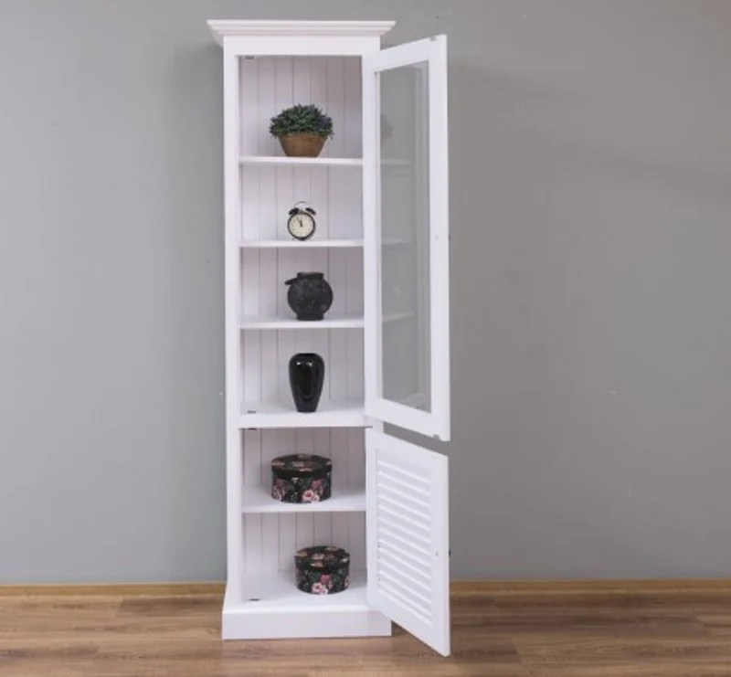 Casa Padrino Vitrine im Landhausstil mit 1 Glastür, 64 x 39 x 210 cm