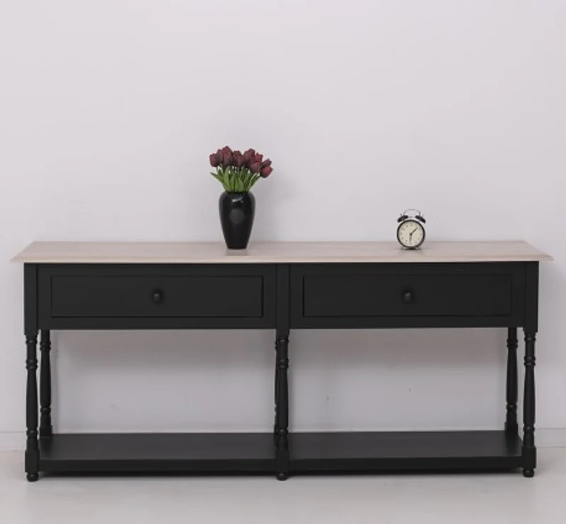 Casa Padrino Konsole im Landhausstil mit 2 Schubladen und Eichenholzplatte, 180 x 45 x 76 cm
