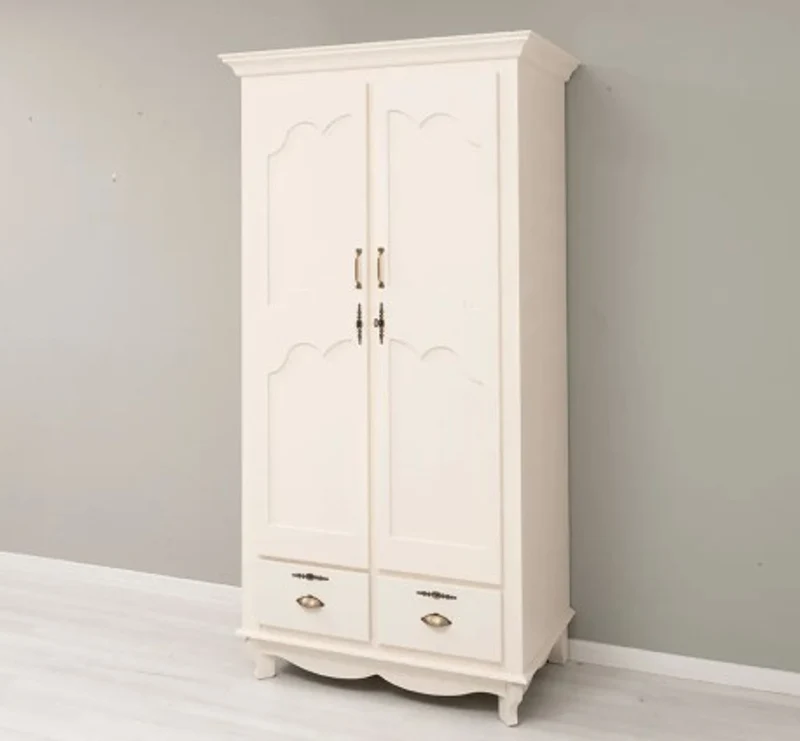 Casa Padrino Kleiderschrank im Landhausstil mit 2 Türen und 2 Schubladen, 106 x 66 x 205 cm