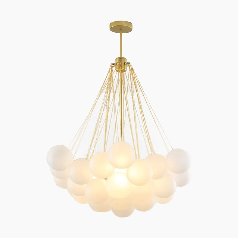 Glazen Bollenhanglamp met Metalen Ketting Zwart Goud Verstelbaar LED Kroonluchter Eetkamer Slaapkamer | Sansoti