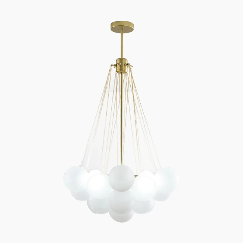 Glazen Bollenhanglamp met Metalen Ketting Zwart Goud Verstelbaar LED Kroonluchter Eetkamer Slaapkamer | Sansoti