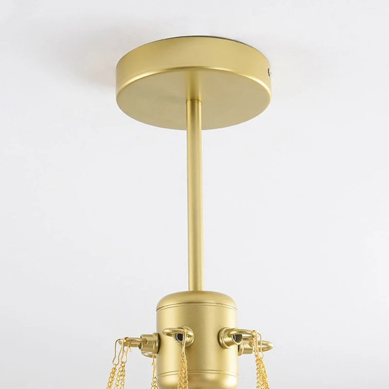 Glazen Bollenhanglamp met Metalen Ketting Zwart Goud Verstelbaar LED Kroonluchter Eetkamer Slaapkamer | Sansoti