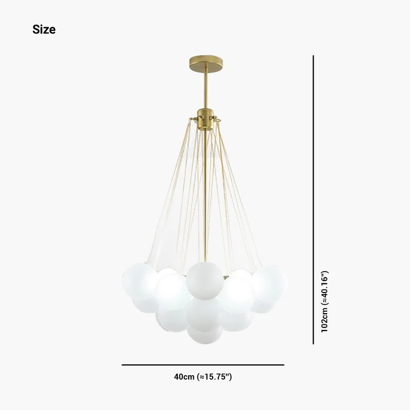 Glazen Bollenhanglamp met Metalen Ketting Zwart Goud Verstelbaar LED Kroonluchter Eetkamer Slaapkamer | Sansoti