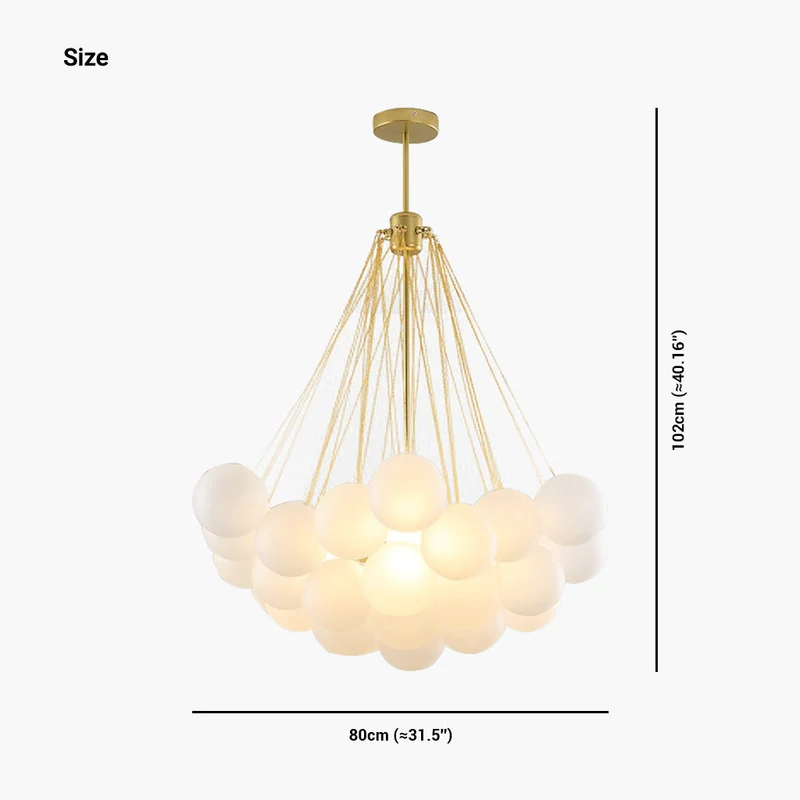 Glazen Bollenhanglamp met Metalen Ketting Zwart Goud Verstelbaar LED Kroonluchter Eetkamer Slaapkamer | Sansoti
