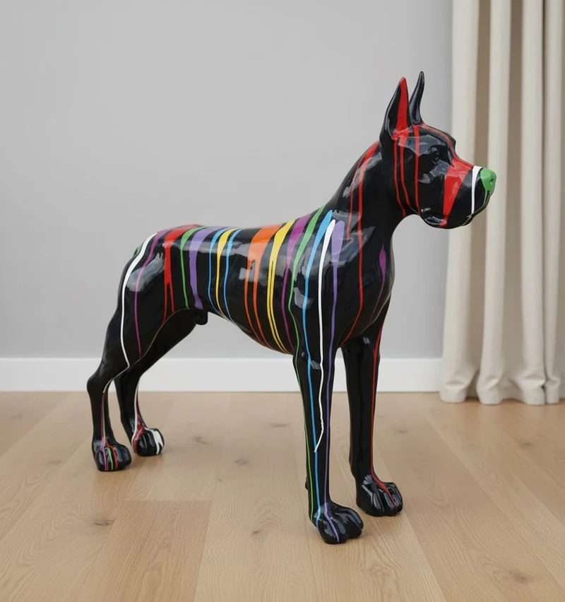 Casa Padrino Luxus Deko Skulptur Hund Mastiff Trash H. 111 cm - Riesige Gartenskulptur - Lebensgroße Skulptur - XXL Deko Skulptur - XXL Deko Figur