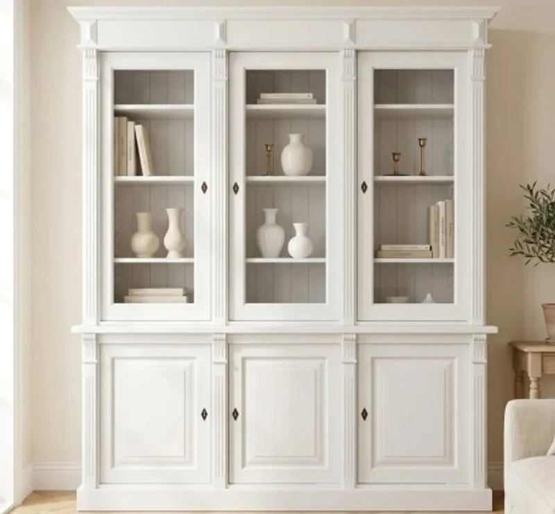 Casa Padrino Vitrine im Landhausstil mit 3 Türen, 183 x 51 x 228 cm
