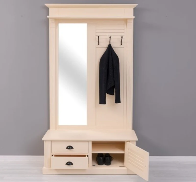 Casa Padrino Garderobe im Landhausstil mit 1 Tür und 2 Schubladen, 121 x 41 x 210 cm