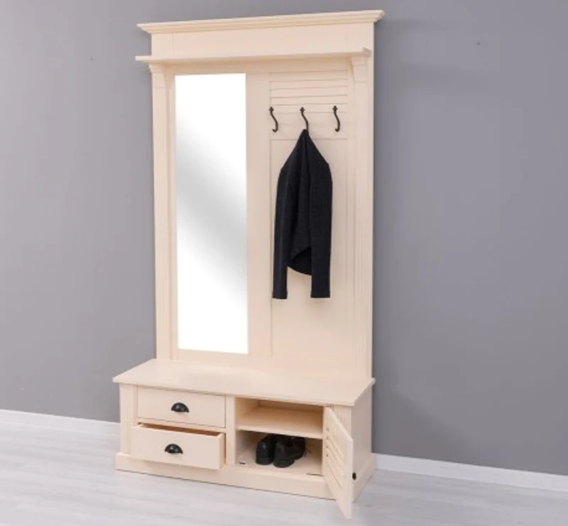 Casa Padrino Garderobe im Landhausstil mit 1 Tür und 2 Schubladen, 121 x 41 x 210 cm