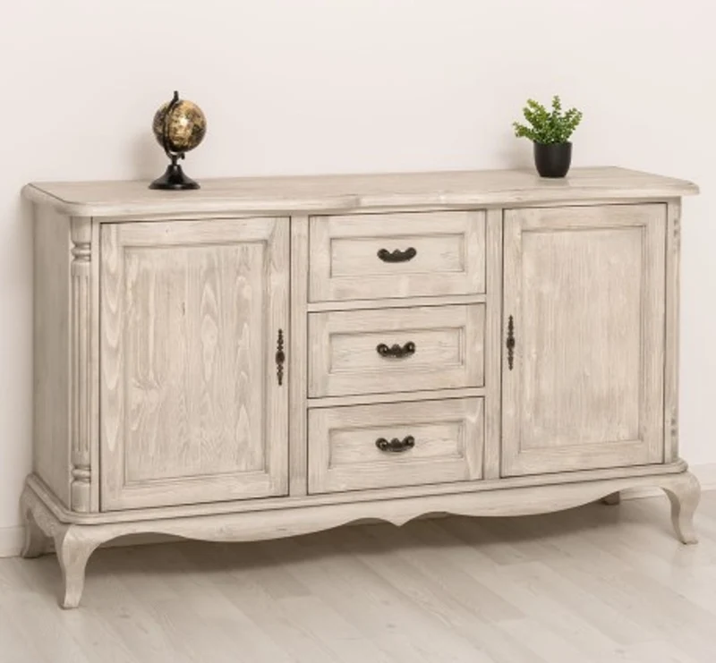 Casa Padrino Kommode im Landhausstil Silberfrost mit 2 Türen und 3 Schubladen, 158 x 48 x 89 cm