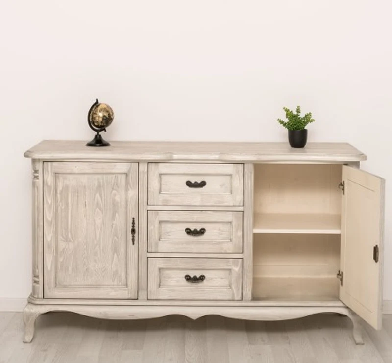 Casa Padrino Kommode im Landhausstil Silberfrost mit 2 Türen und 3 Schubladen, 158 x 48 x 89 cm