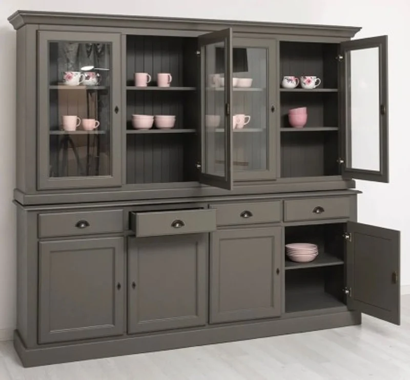 Casa Padrino Vitrine im Landhausstil mit 4 Türen und 4 Schubladen, 230 x 45 x 200 cm