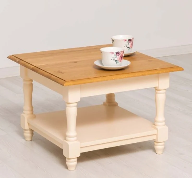 Casa Padrino Couchtisch im Landhausstil mit Eichenholzplatte, 65 x 65 x 45 cm