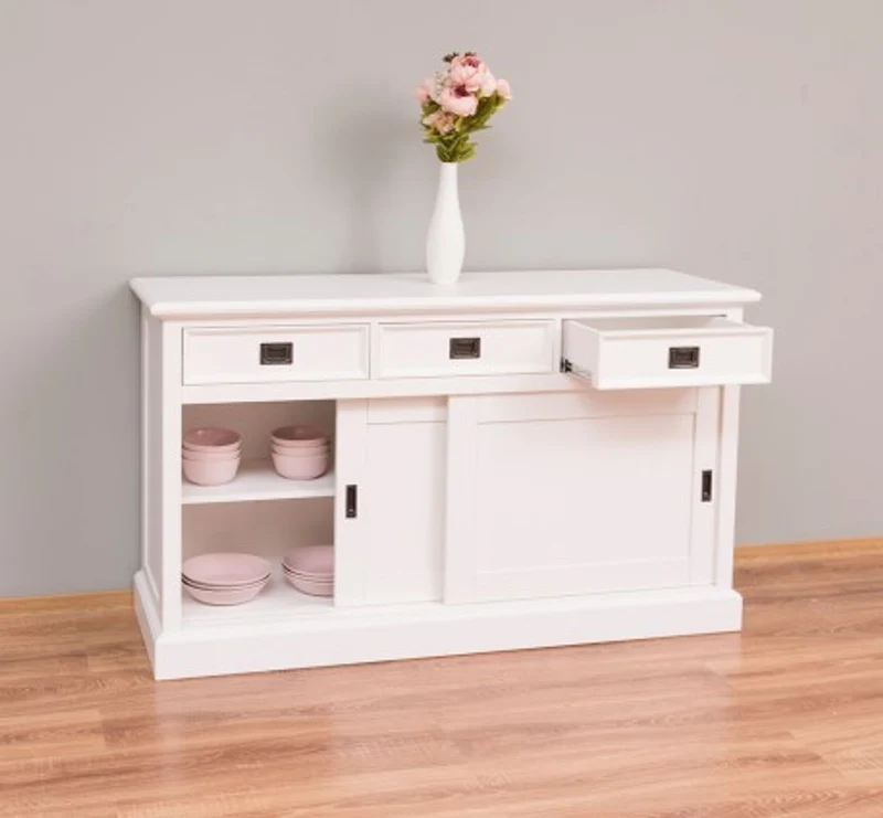 Casa Padrino Schrank im Landhausstil mit 2 Schiebetüren und 3 Schubladen, 146 x 46 x 85 cm