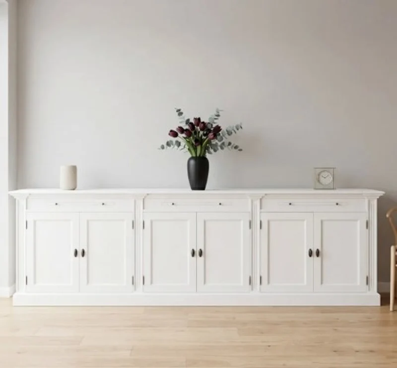 Casa Padrino Bücherregal im Landhausstil mit 6 Türen, 300 x 42 x 90 cm