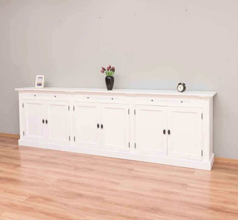Casa Padrino Bücherregal im Landhausstil mit 6 Türen, 300 x 42 x 90 cm