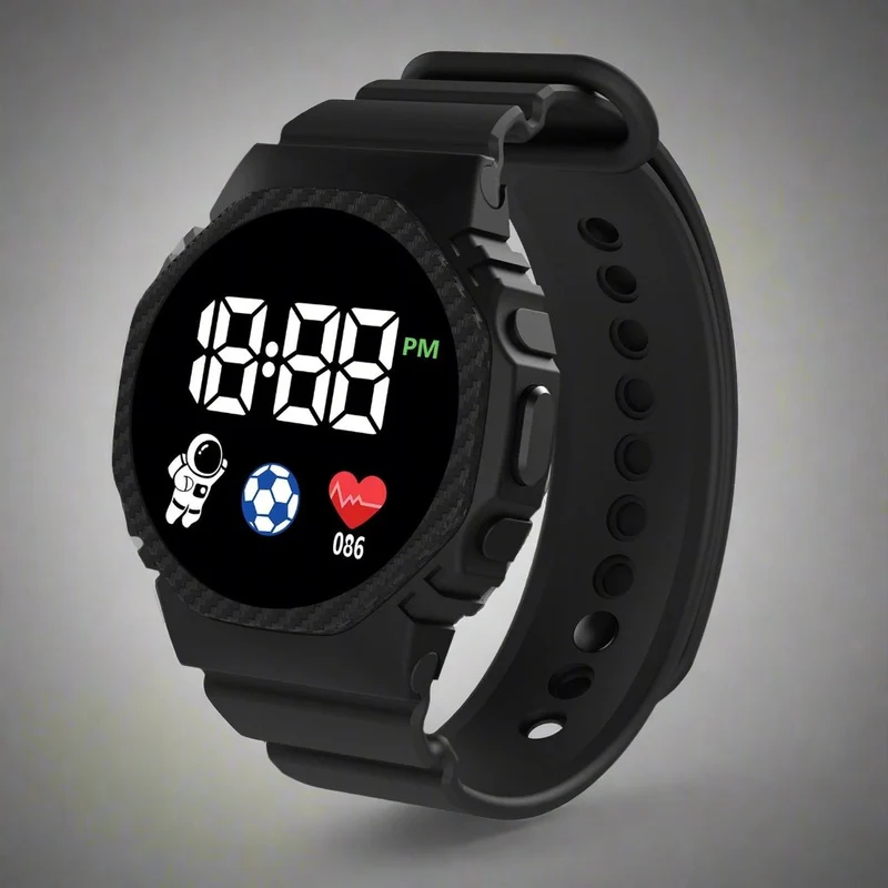 Digitaal Kinderhorloge LED Waterdicht met Kalender Alarm Stopwatch Leerzaam Avontuur voor Jongens Meisjes 4+ Jaar | Sansoti