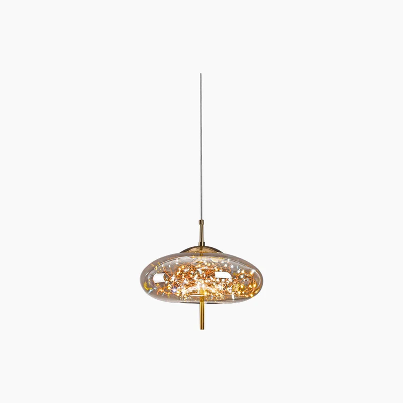 Glazen Hanglamp Sterrenmotief Grijs Amber Verstelbaar Licht Scandinavisch Design Eetkamer Woonkamer Sfeerverlichting | Sansoti