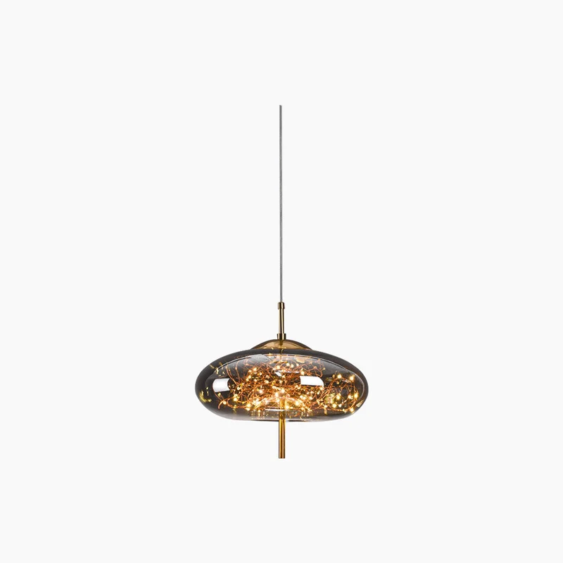 Glazen Hanglamp Sterrenmotief Grijs Amber Verstelbaar Licht Scandinavisch Design Eetkamer Woonkamer Sfeerverlichting | Sansoti