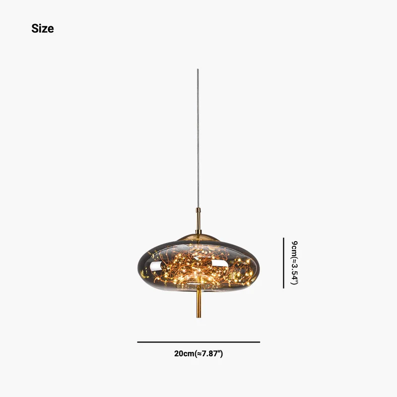 Glazen Hanglamp Sterrenmotief Grijs Amber Verstelbaar Licht Scandinavisch Design Eetkamer Woonkamer Sfeerverlichting | Sansoti