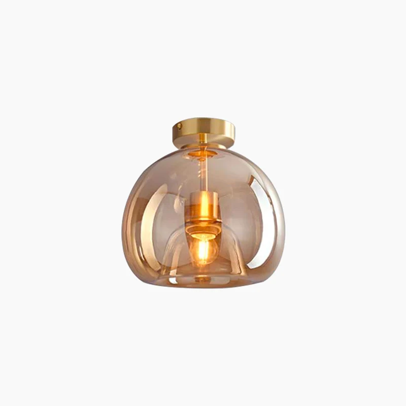 Plafondlamp Semi-Flush Glazen Bol Metalen Armatuur LED Dimbaar Woonkamer Hal Entree Warm Licht Modern | Sansoti