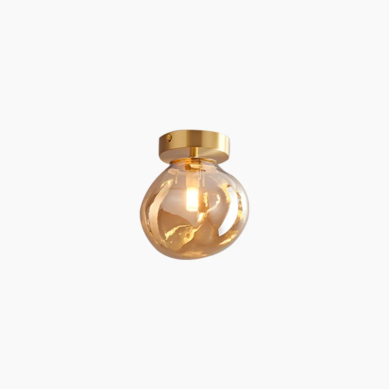 Plafondlamp Semi-Flush Glazen Bol Metalen Armatuur LED Dimbaar Woonkamer Hal Entree Warm Licht Modern | Sansoti