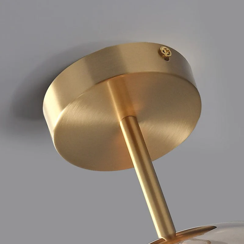 Plafondlamp Semi-Flush Glazen Bol Metalen Armatuur LED Dimbaar Woonkamer Hal Entree Warm Licht Modern | Sansoti