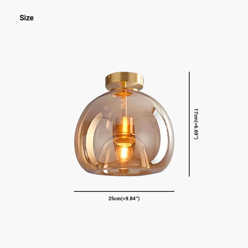 Plafondlamp Semi-Flush Glazen Bol Metalen Armatuur LED Dimbaar Woonkamer Hal Entree Warm Licht Modern | Sansoti